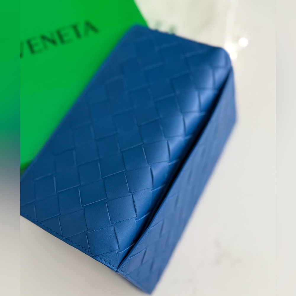 Bottega Veneta Nappa Intrecciato Continental Flap Wallet Bluette NWT - Picture 7 of 11